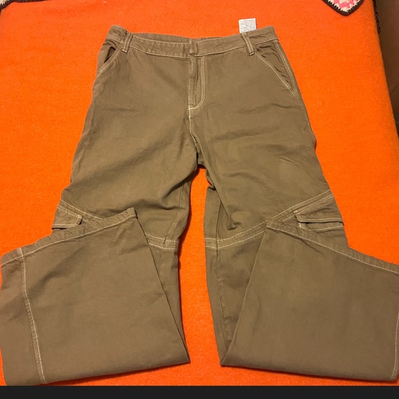 Zara light khaki full length cargo jeans NWT - Picture 2 of 7